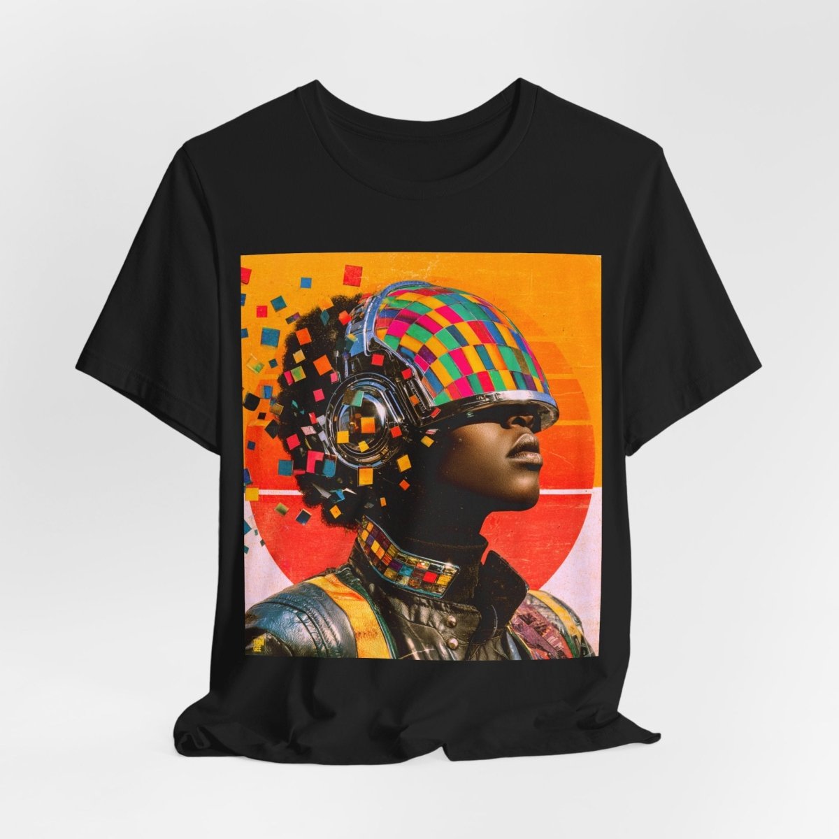 Afro Cyber Helmet Shirt - Afrocentric Art by The Trini Gee