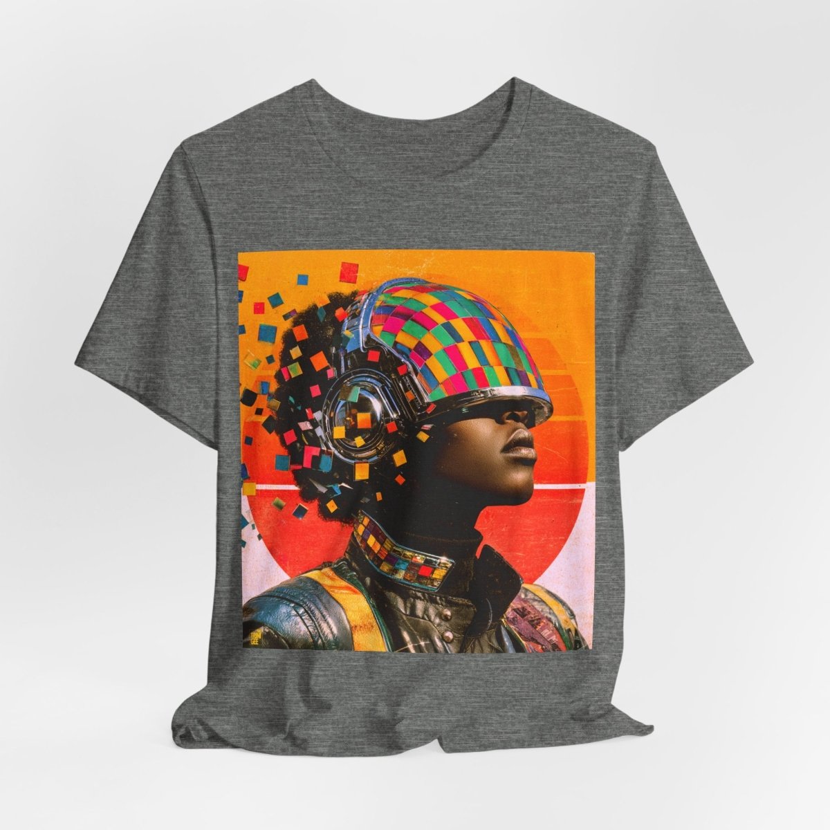 Afro Cyber Helmet Shirt - Afrocentric Art by The Trini Gee