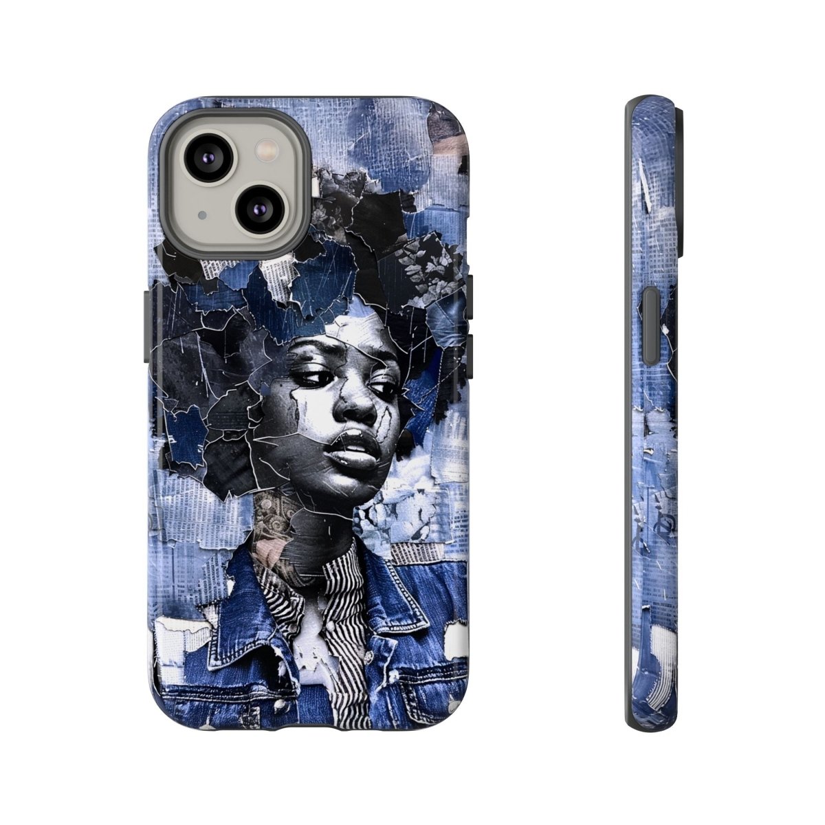 Afro Denim Phone Case - Afrocentric Art by The Trini Gee