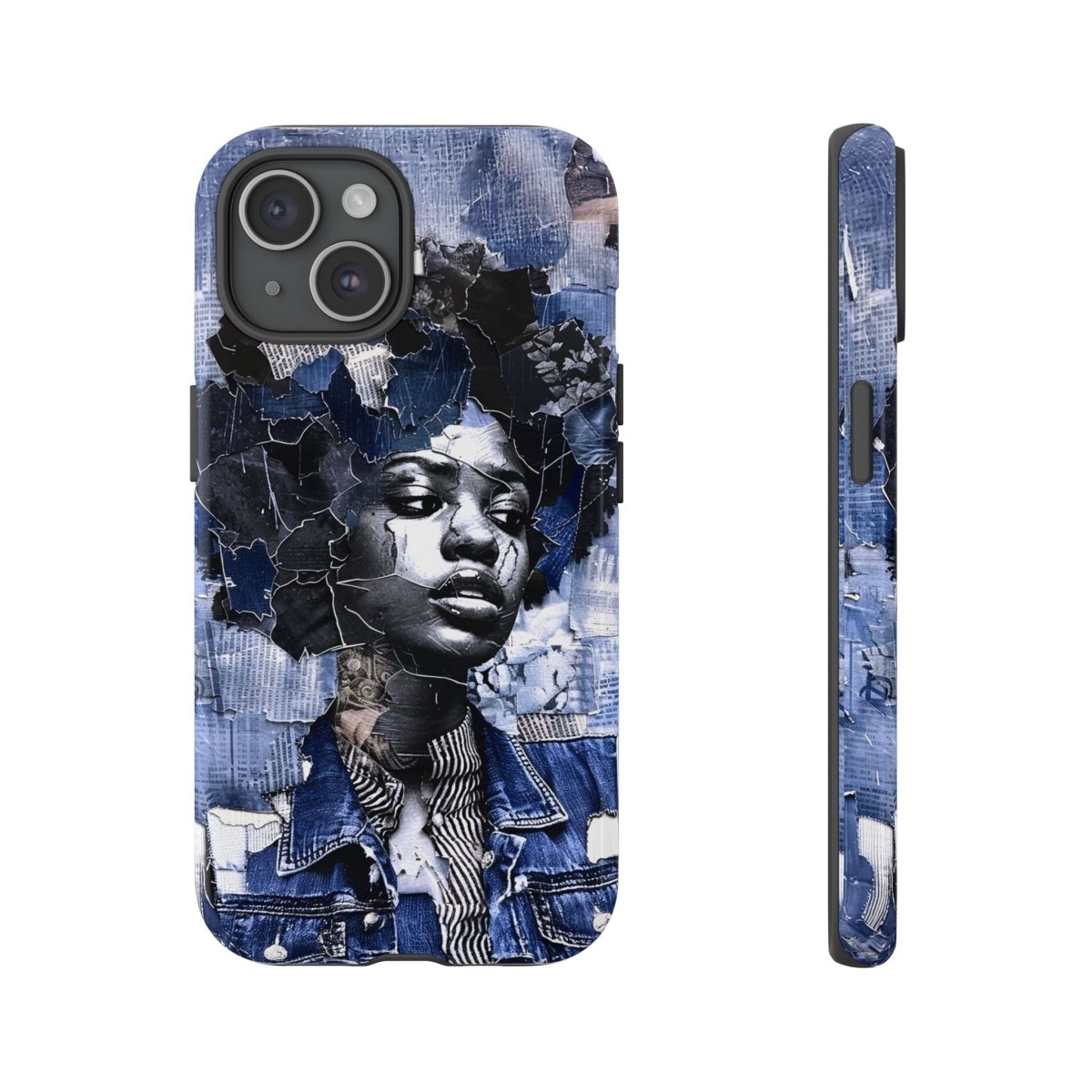 Afro Denim Phone Case - Afrocentric Art by The Trini Gee