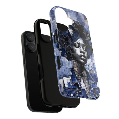 Afro Denim Phone Case - Afrocentric Art by The Trini Gee