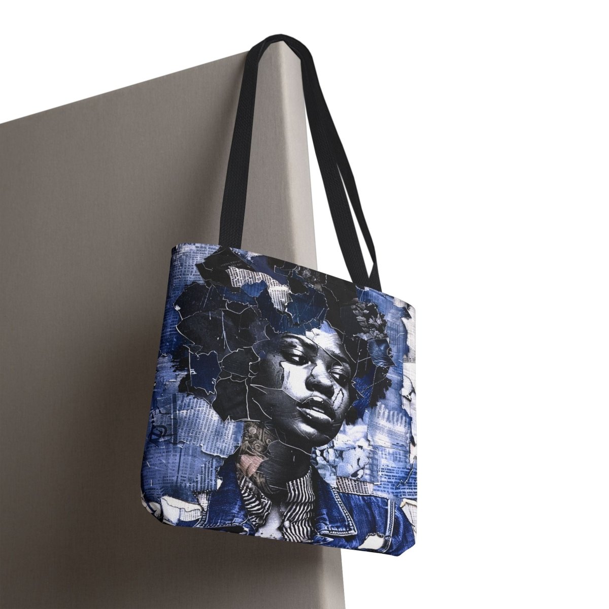 Afro Denim Tote Bag - Afrocentric Art by The Trini Gee