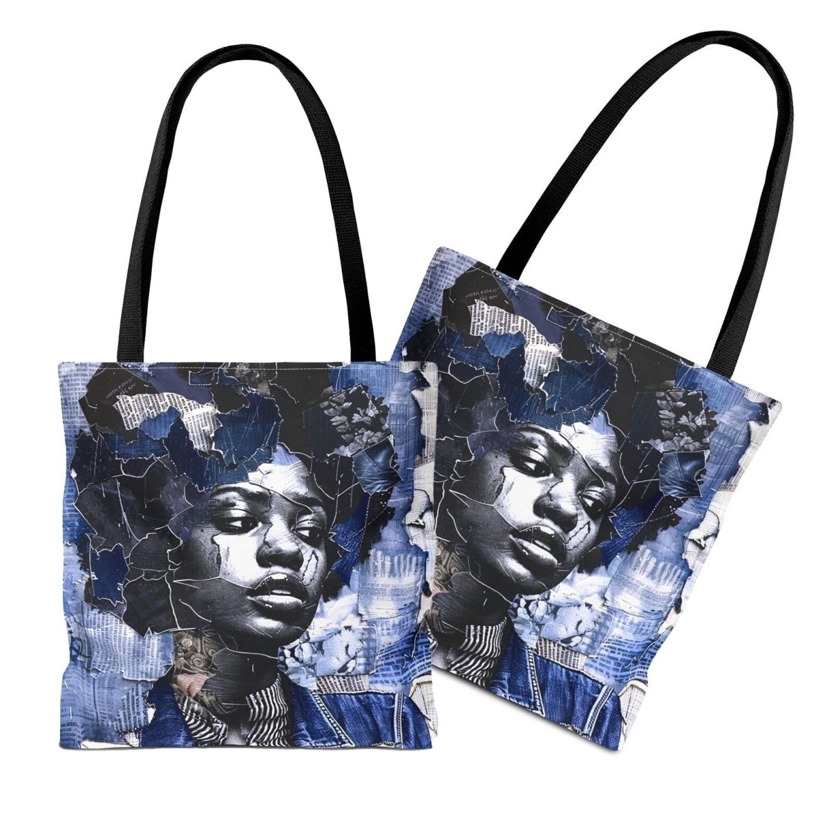 Afro Denim Tote Bag - Afrocentric Art by The Trini Gee
