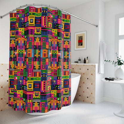 Afro Digital Shower Curtain - Afrocentric Art by The Trini Gee