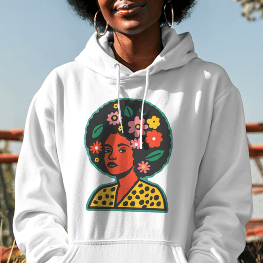 Afro Floral Hoodie - Afrocentric Art by The Trini Gee