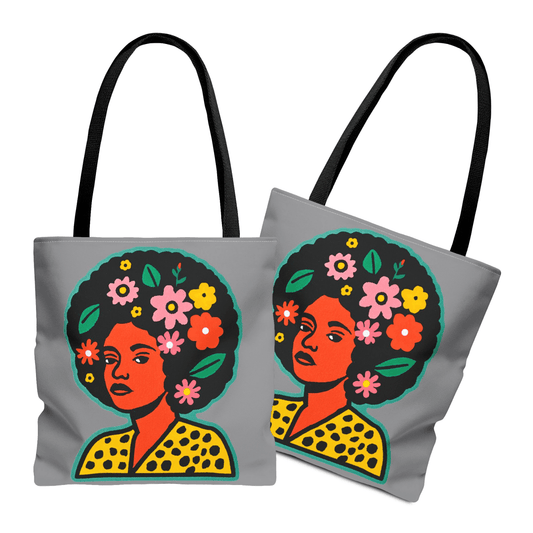 Afro Floral Tote Bag - Afrocentric Art by The Trini Gee