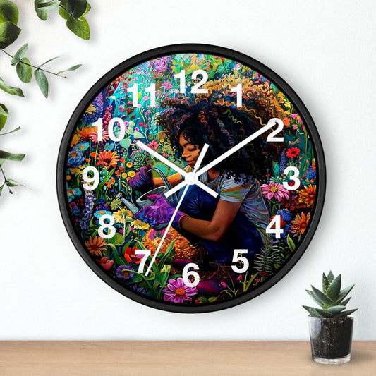 Afro Garden Wall Clock - Afrocentric Art by The Trini Gee