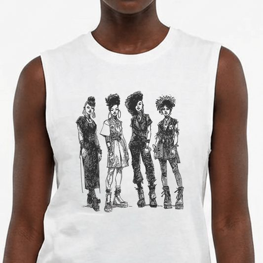 Afro Goth Girls Muscle Tank - Afrocentric Art by The Trini Gee