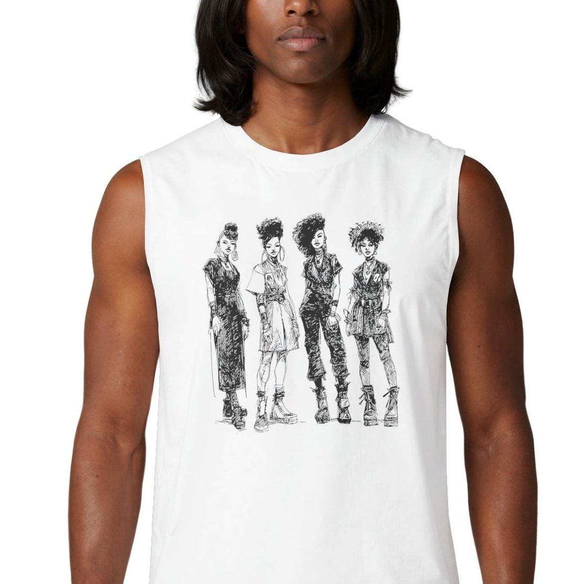 Afro Goth Girls Muscle Tank - Afrocentric Art by The Trini Gee