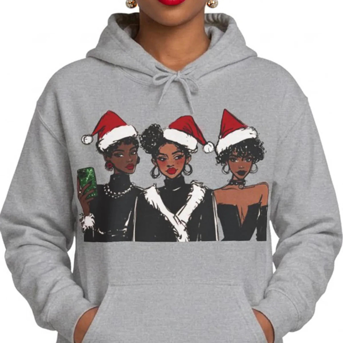 Afro Goth Holiday Hoodie - Afrocentric Art by The Trini Gee