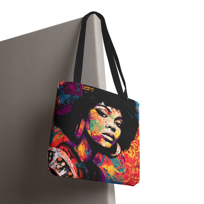 Afro Graffiti Portrait Tote Bag - Afrocentric Art by The Trini Gee