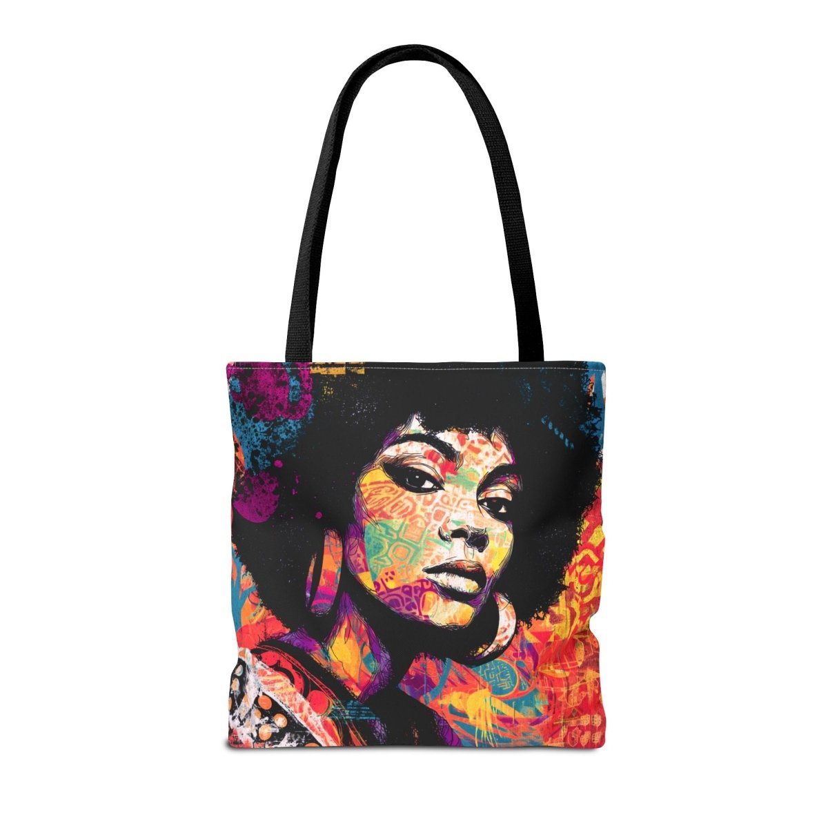 Afro Graffiti Portrait Tote Bag - Afrocentric Art by The Trini Gee