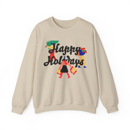 Afro Happy Holidays Sweatshirt - Afrocentric Art by The Trini Gee