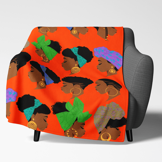 Afro Headwraps Blanket - Afrocentric Art by The Trini Gee