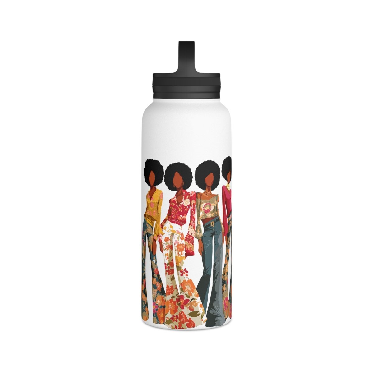 Afro Ladies 32oz Water Bottle - Afrocentric Art by The Trini Gee