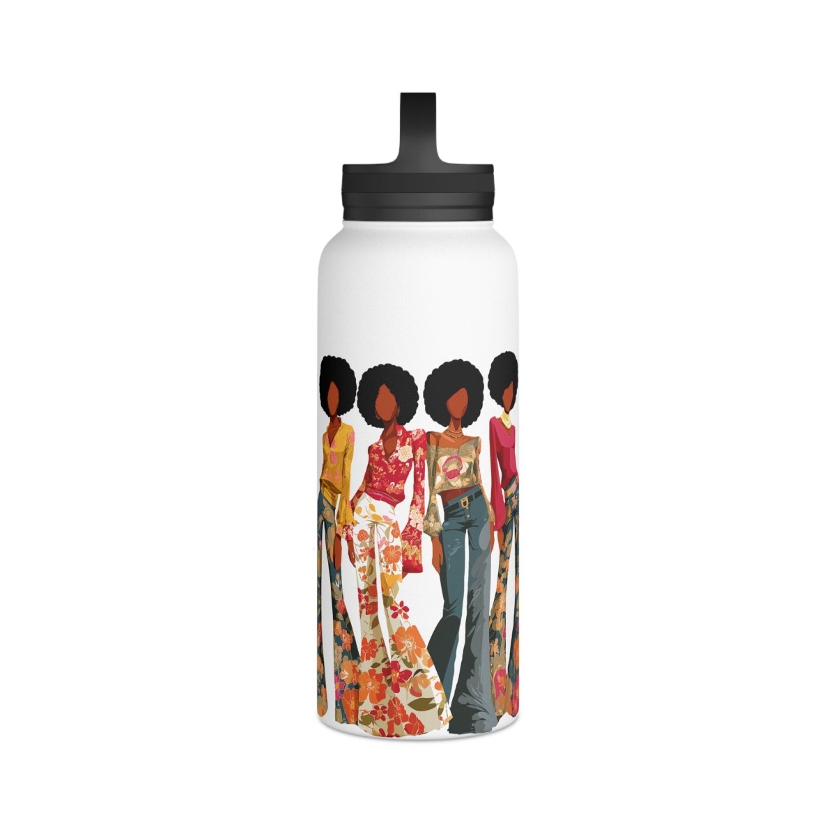 Afro Ladies 32oz Water Bottle - Afrocentric Art by The Trini Gee