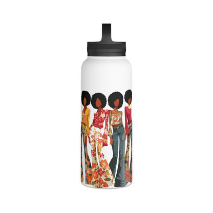 Afro Ladies 32oz Water Bottle - Afrocentric Art by The Trini Gee