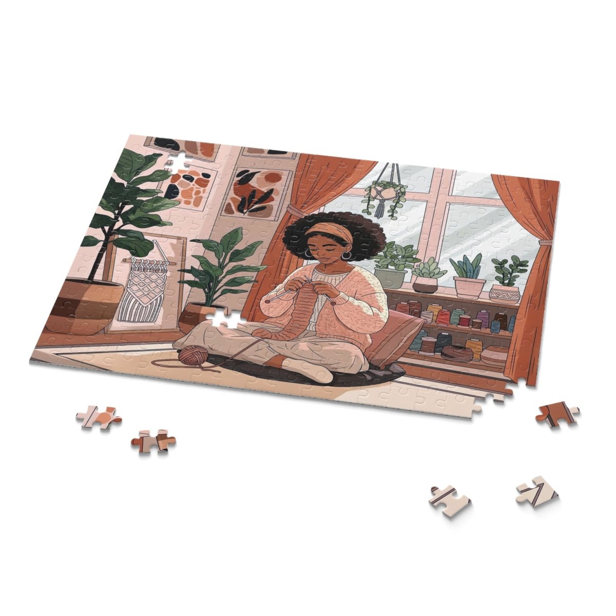 Afro Lady Knitting Puzzle - Afrocentric Art by The Trini Gee