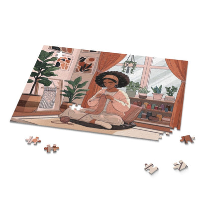 Afro Lady Knitting Puzzle - Afrocentric Art by The Trini Gee