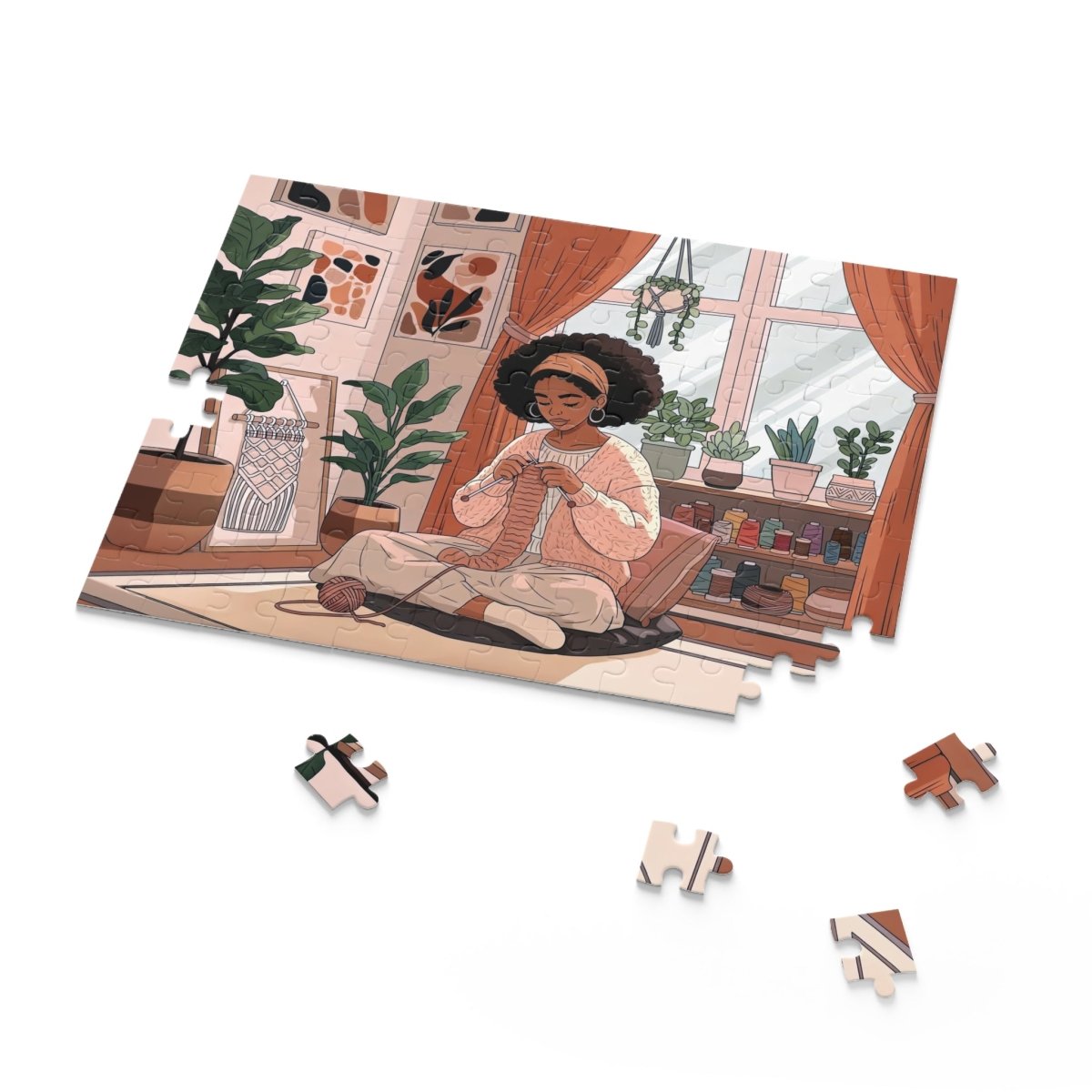 Afro Lady Knitting Puzzle - Afrocentric Art by The Trini Gee