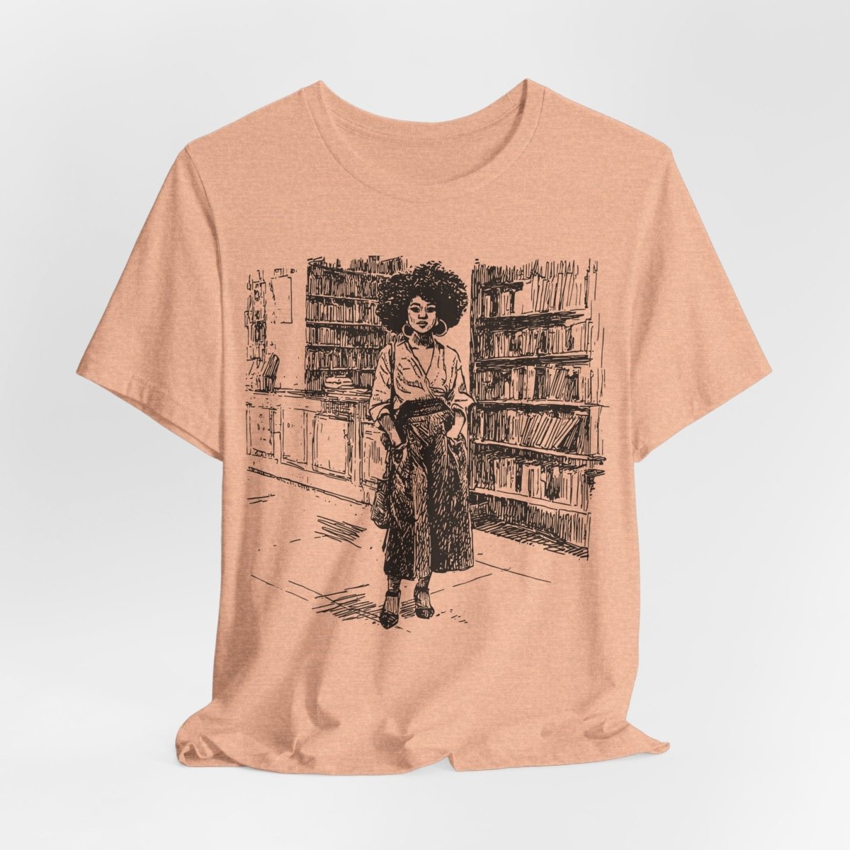 Afro Library Girl T-Shirt - Afrocentric Art by The Trini Gee