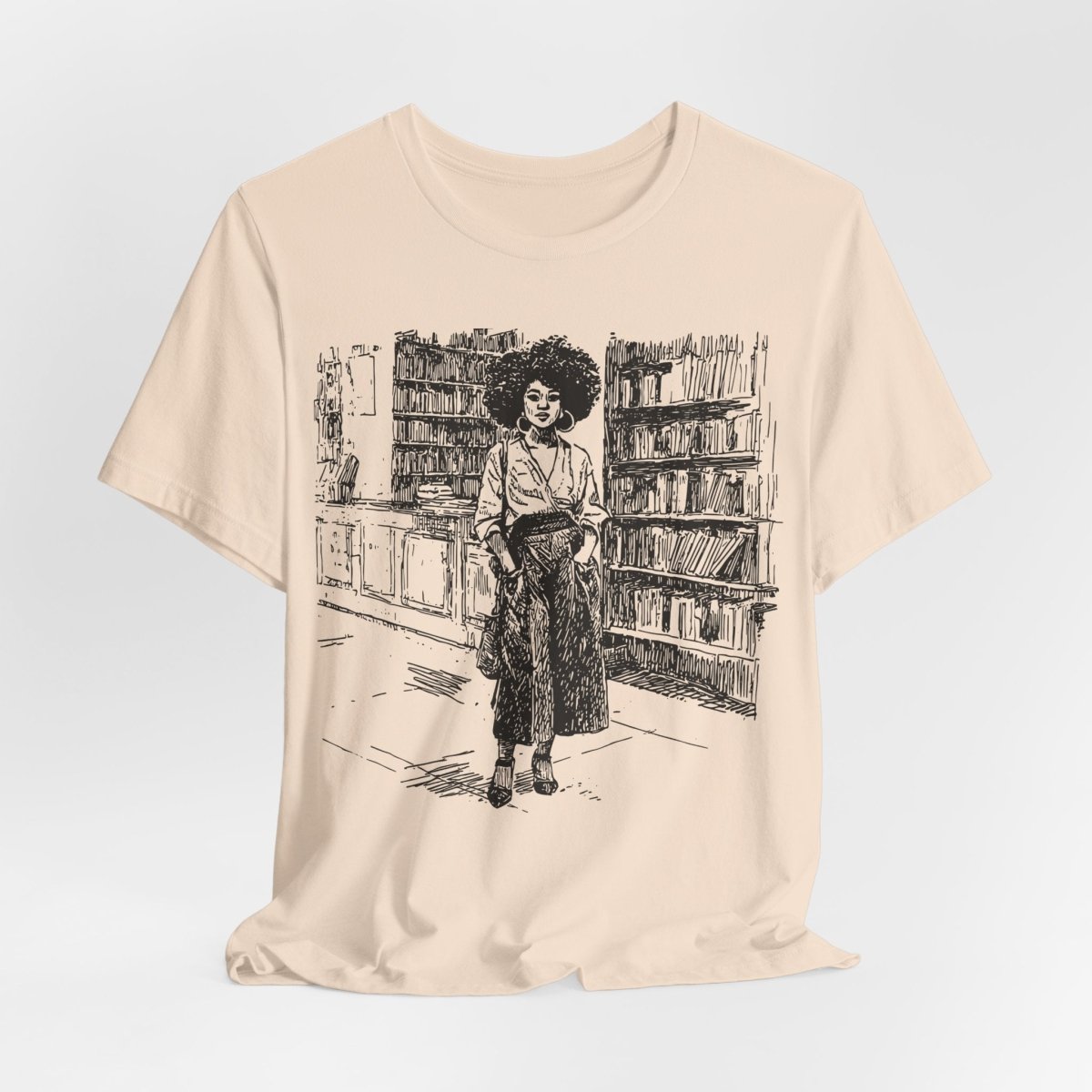 Afro Library Girl T-Shirt - Afrocentric Art by The Trini Gee