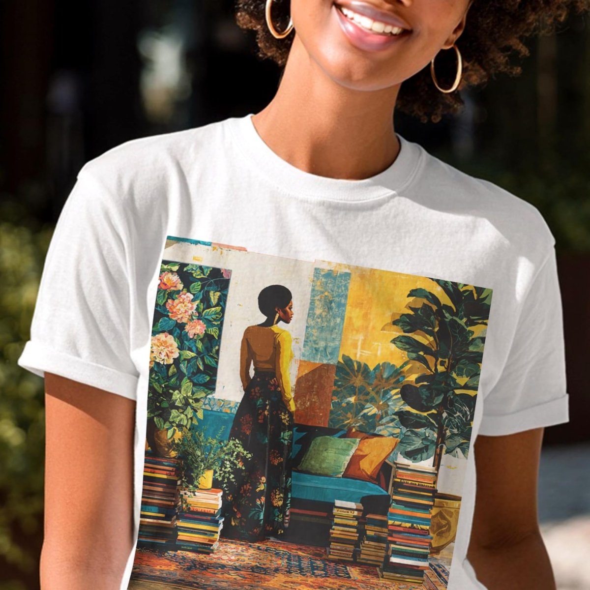 Afro Library Muse Shirt - Afrocentric Art by The Trini Gee