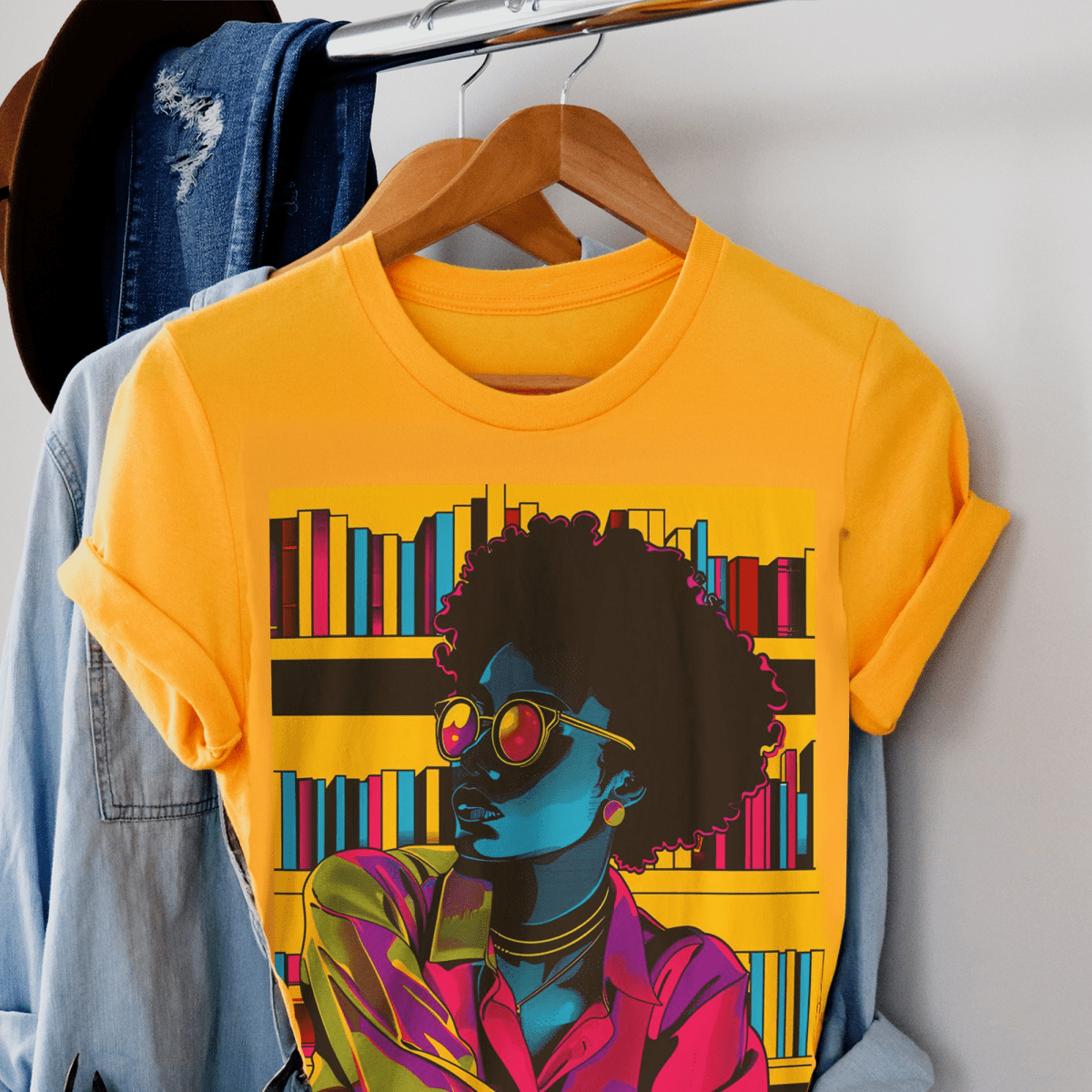 Afro Library Shirt - Afrocentric Art by The Trini Gee