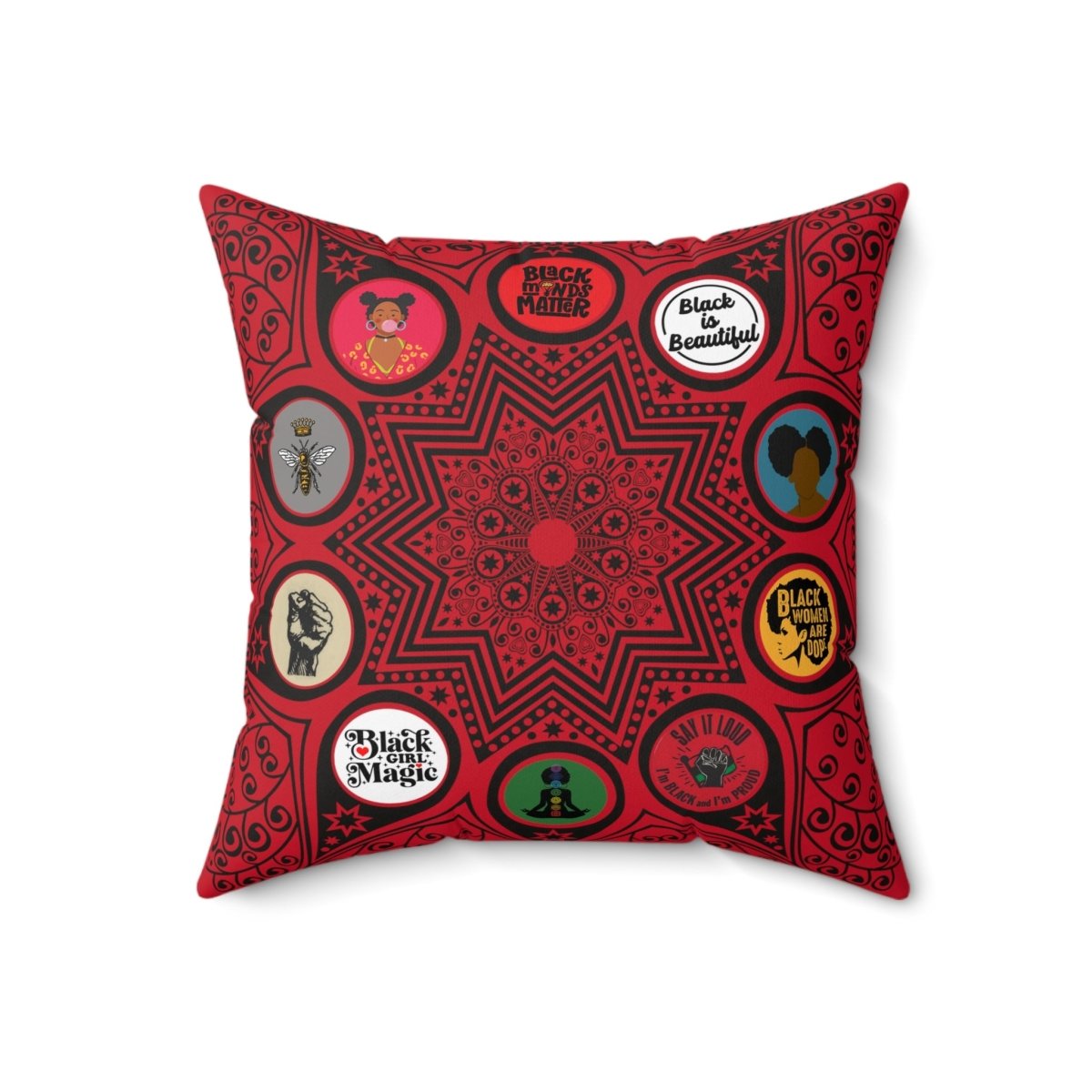 Afro Mandala Pillow - Afrocentric Art by The Trini Gee