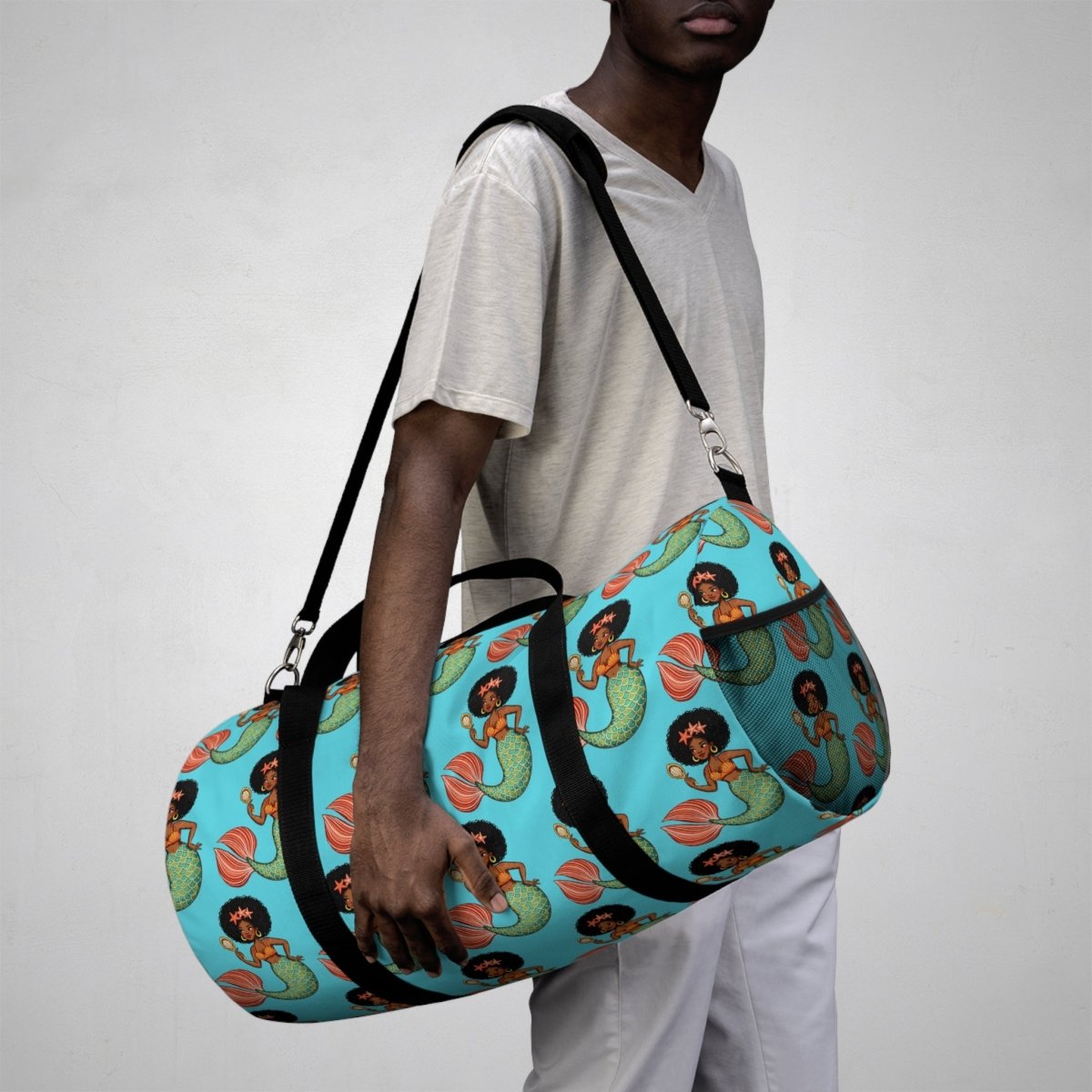 Afro Mermaid Duffel Bag - Afrocentric Art by The Trini Gee
