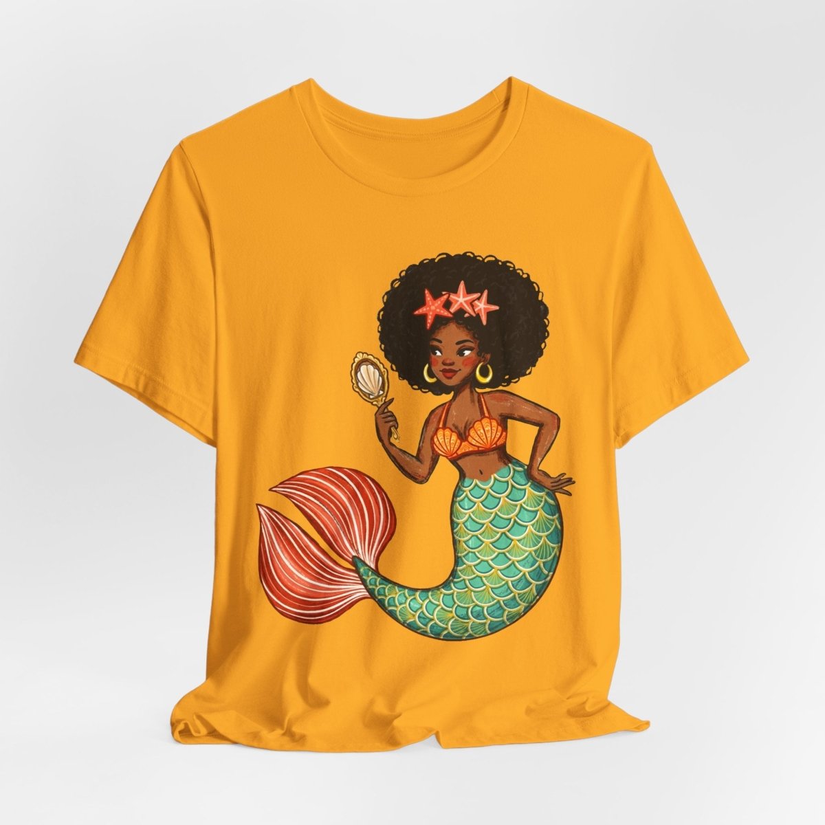 Afro Mermaid Glam T-Shirt - Afrocentric Art by The Trini Gee