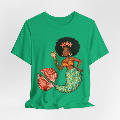 Afro Mermaid Glam T-Shirt - Afrocentric Art by The Trini Gee