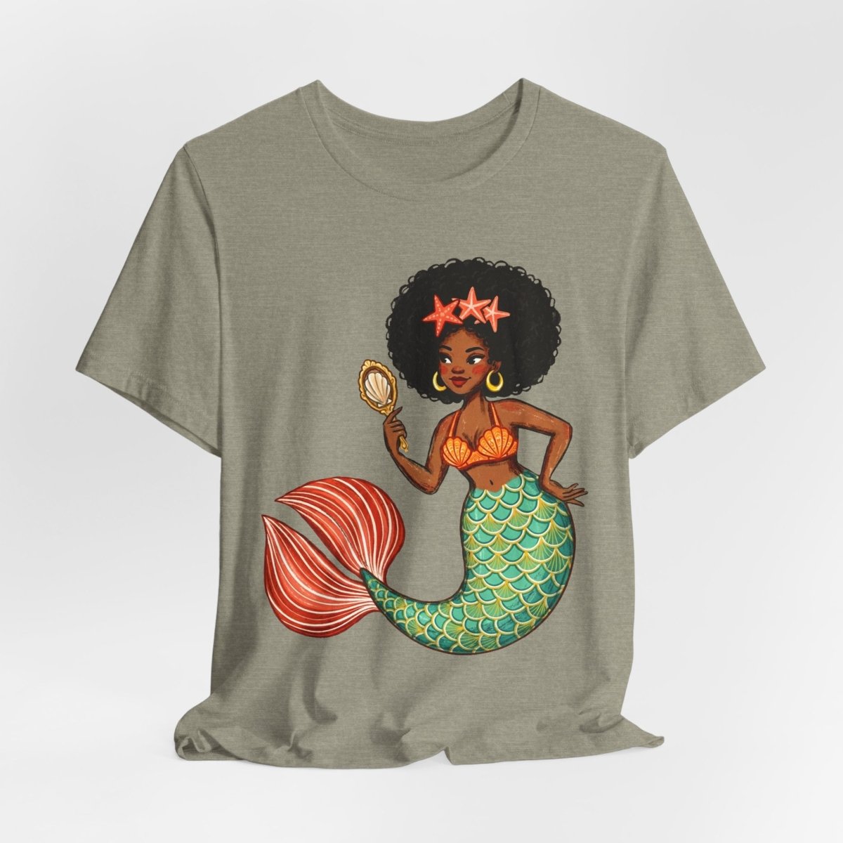 Afro Mermaid Glam T-Shirt - Afrocentric Art by The Trini Gee