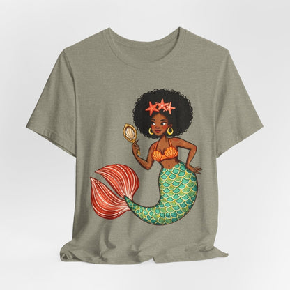 Afro Mermaid Glam T-Shirt - Afrocentric Art by The Trini Gee