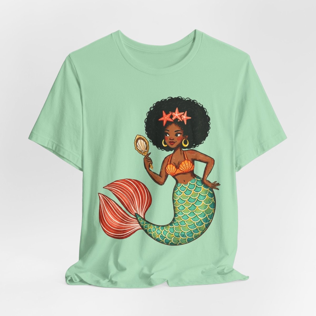 Afro Mermaid Glam T-Shirt - Afrocentric Art by The Trini Gee