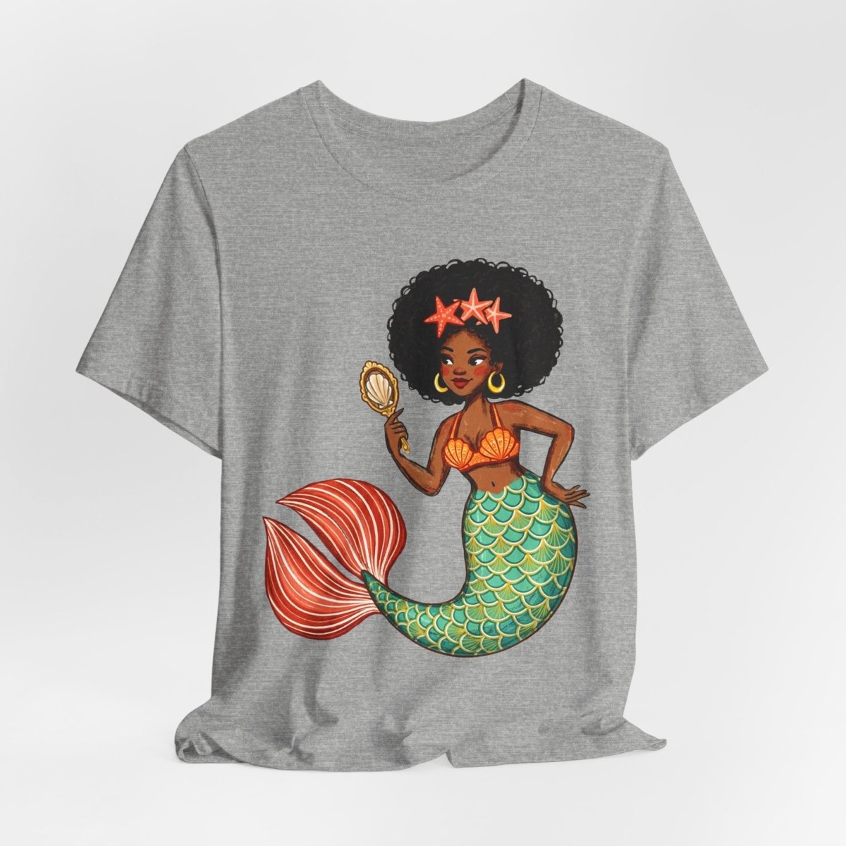 Afro Mermaid Glam T-Shirt - Afrocentric Art by The Trini Gee