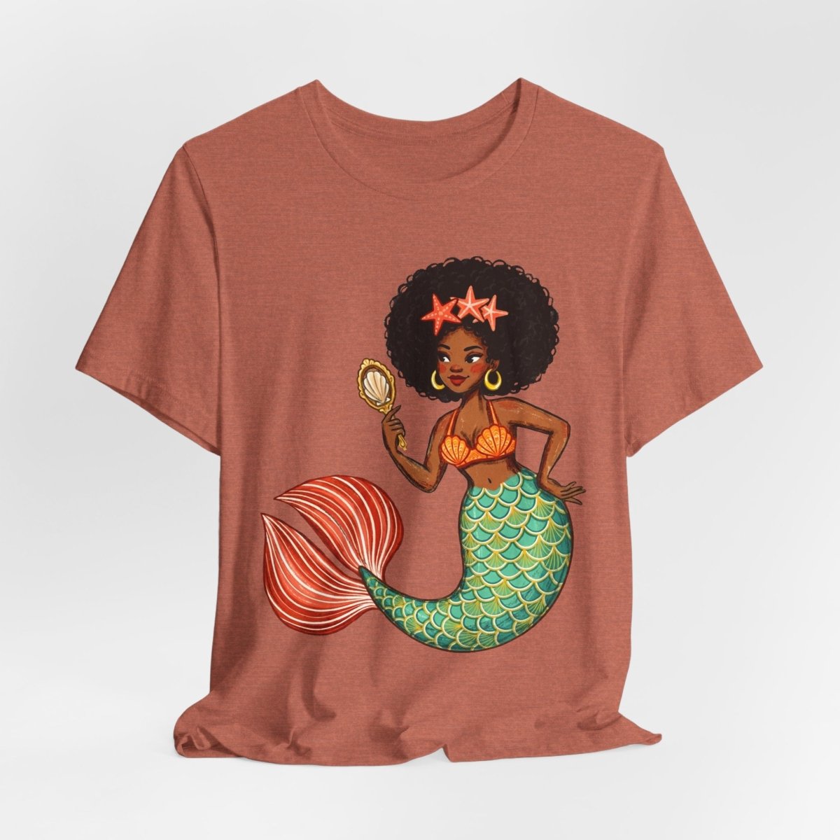 Afro Mermaid Glam T-Shirt - Afrocentric Art by The Trini Gee