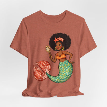 Afro Mermaid Glam T-Shirt - Afrocentric Art by The Trini Gee