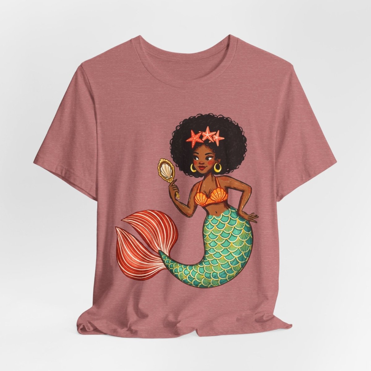 Afro Mermaid Glam T-Shirt - Afrocentric Art by The Trini Gee
