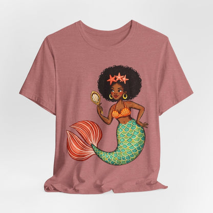 Afro Mermaid Glam T-Shirt - Afrocentric Art by The Trini Gee