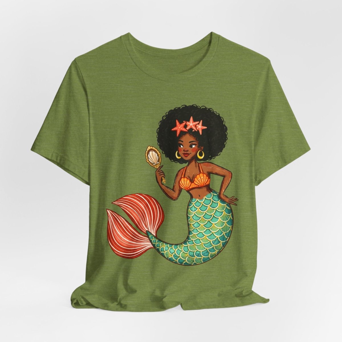 Afro Mermaid Glam T-Shirt - Afrocentric Art by The Trini Gee