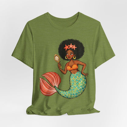 Afro Mermaid Glam T-Shirt - Afrocentric Art by The Trini Gee