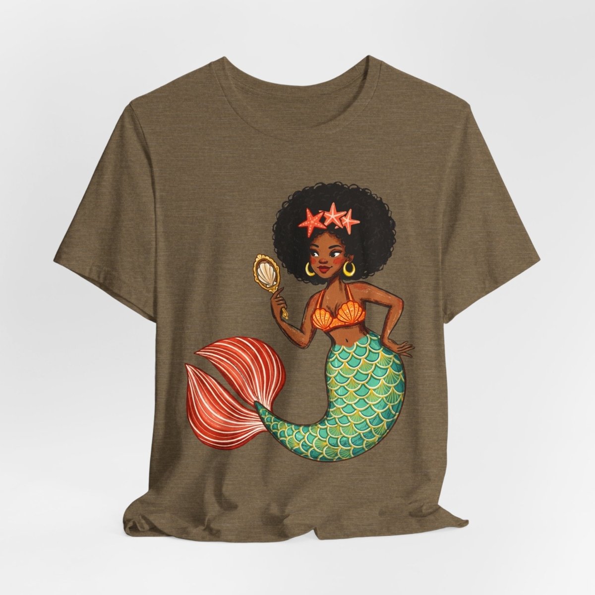 Afro Mermaid Glam T-Shirt - Afrocentric Art by The Trini Gee