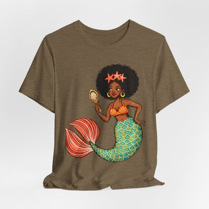 Afro Mermaid Glam T-Shirt - Afrocentric Art by The Trini Gee