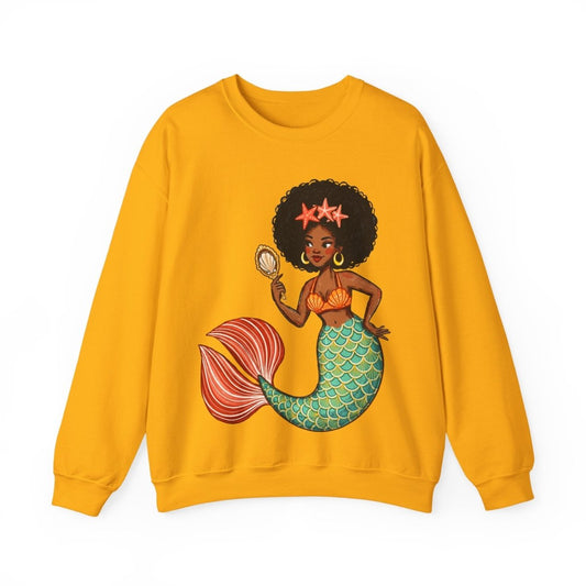 Afro Mermaid Sweatshirt - Afrocentric Art by The Trini Gee