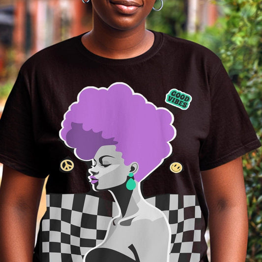 Afro Mohawk T-shirt - Afrocentric Art by The Trini Gee