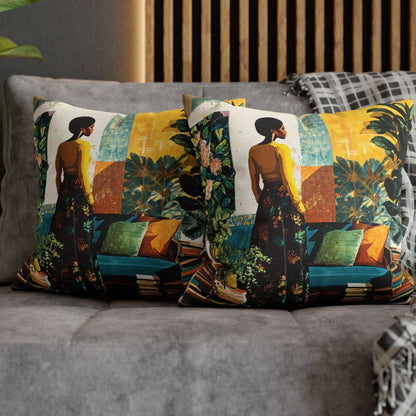 Afro Plants Books Pillow - Afrocentric Art by The Trini Gee