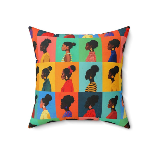 Afro Puff Sisters Pillow - Afrocentric Art by The Trini Gee