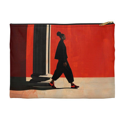 Afro Puff Woman on Red Walk Accessory Pouch