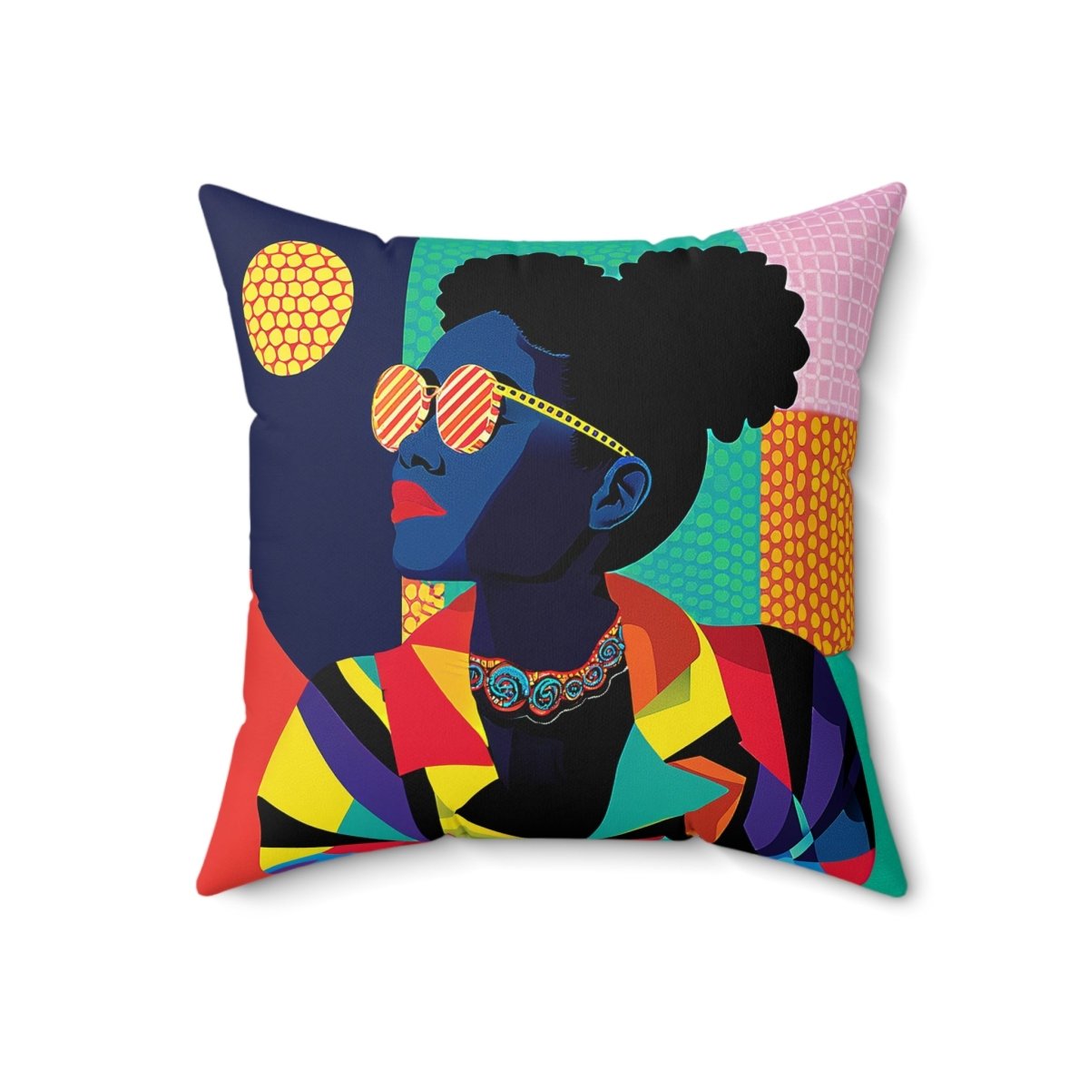 Afro Puffs Geometric Pillow - Afrocentric Art by The Trini Gee